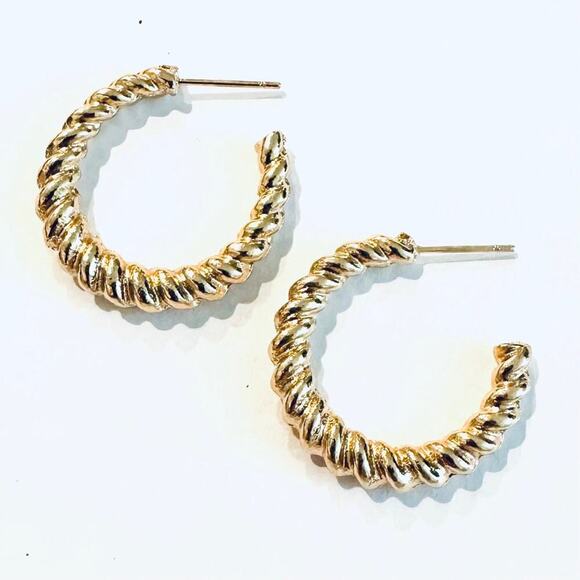 Gold hoop twist earrings - Picture 3 of 3